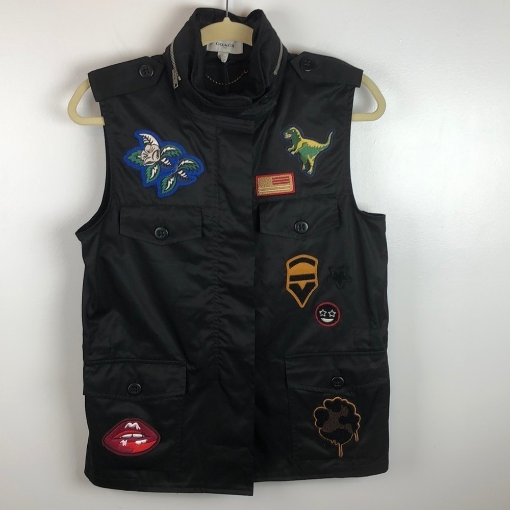 NEW Coach Black Military Vest Patches 55002